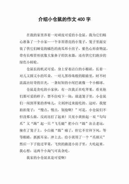 灵巧仓鼠的性格介绍 灵巧仓鼠的性格介绍作文